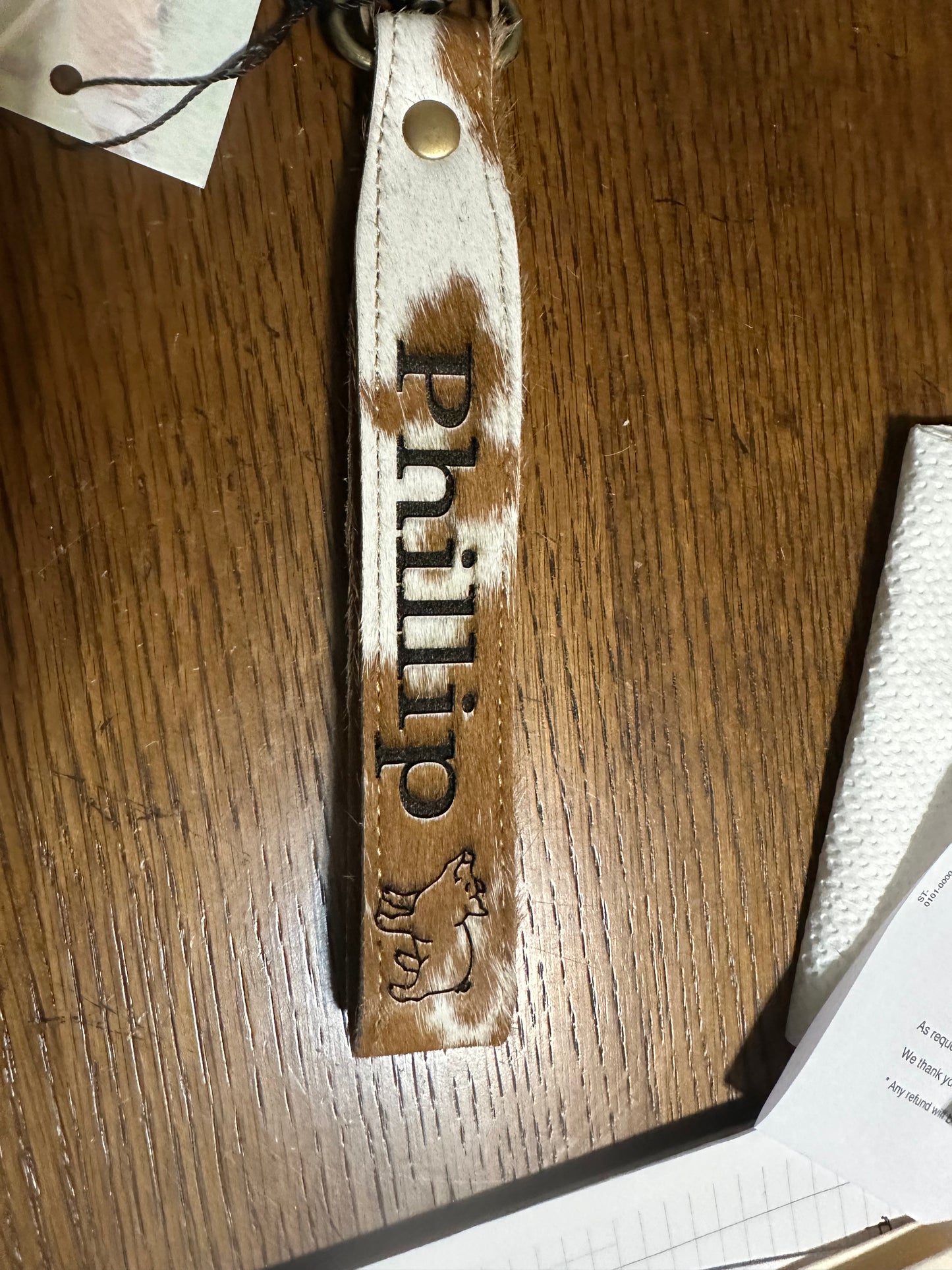 Personalized Cowhide keychains