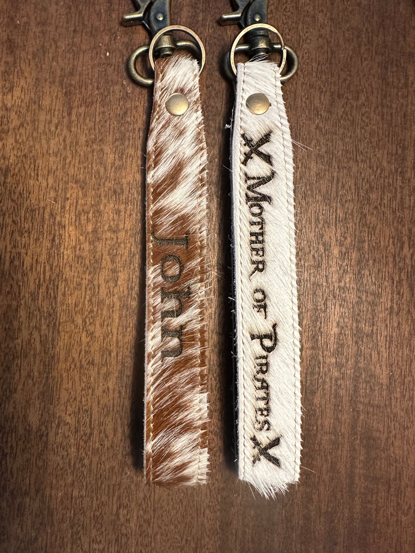 Personalized Cowhide keychains