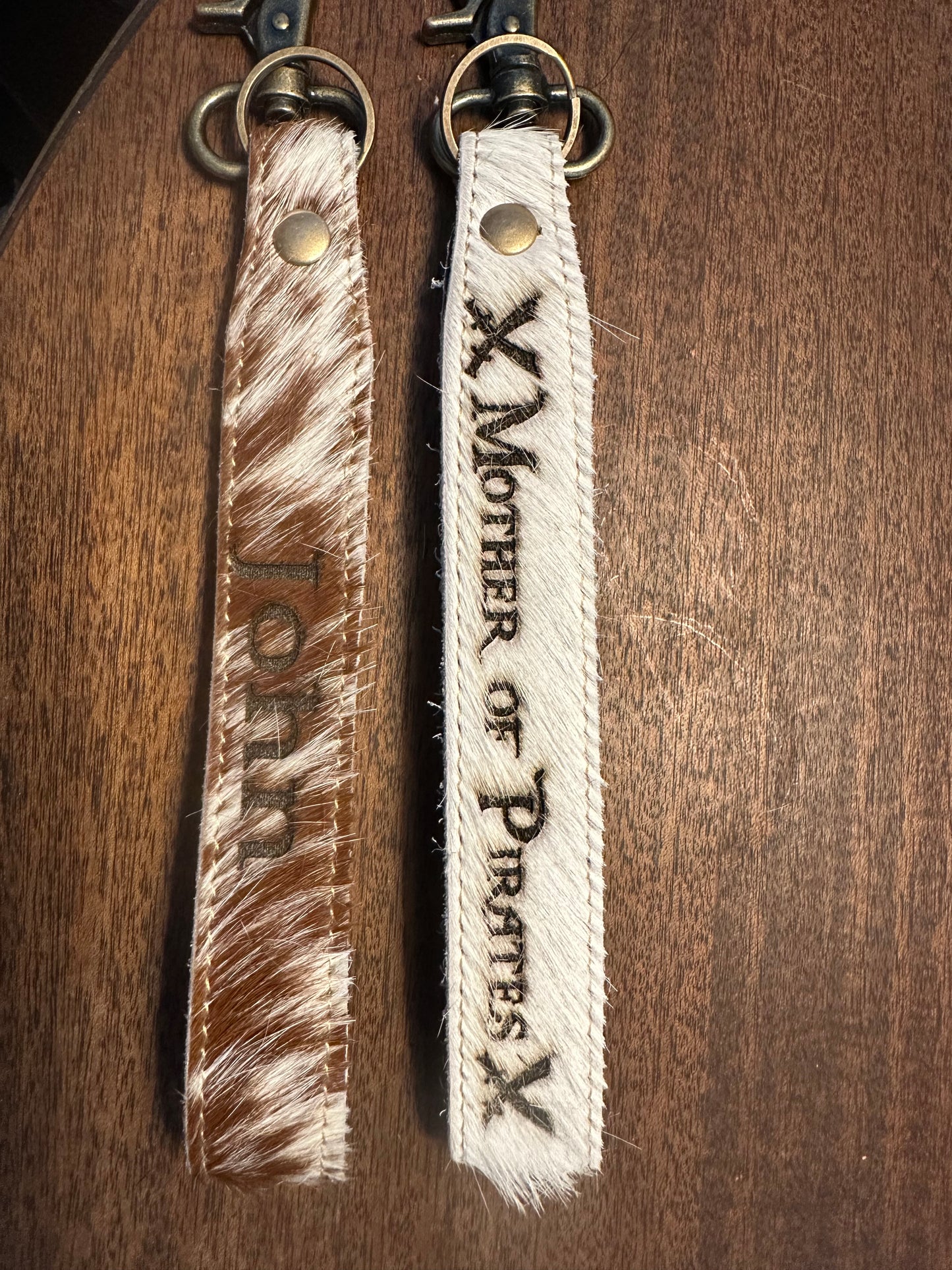Personalized Cowhide keychains