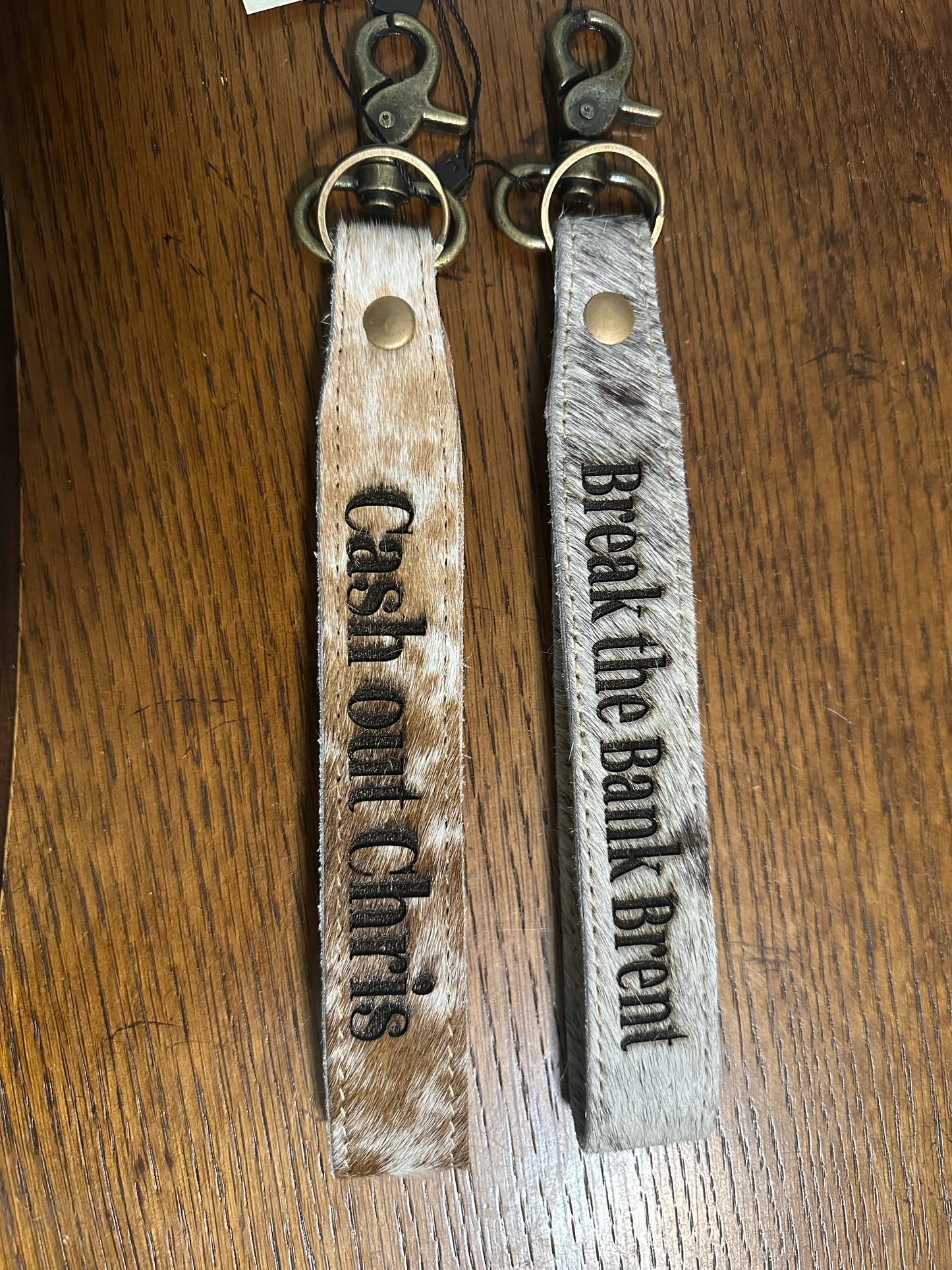 Personalized Cowhide keychains