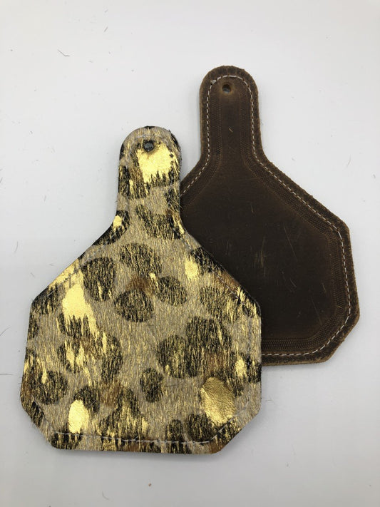 Rescentable Leather - Ear Tag shape Leopard Acid Washed