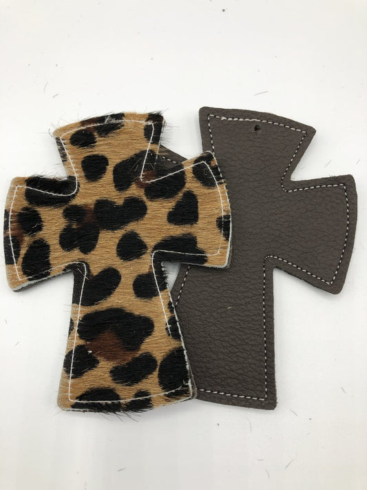 Rescentable Leather - Cross shape Leopard Print