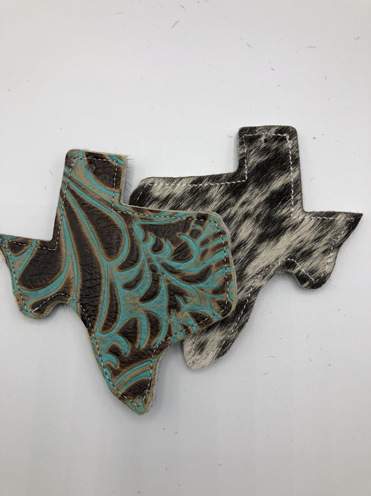 Rescentable Leather - Texas shape Turquoise tooled